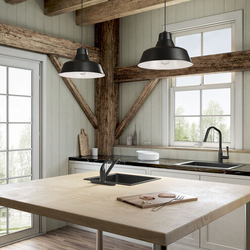 R Series 1 Light 14 inch Satin Black Outdoor Pendant